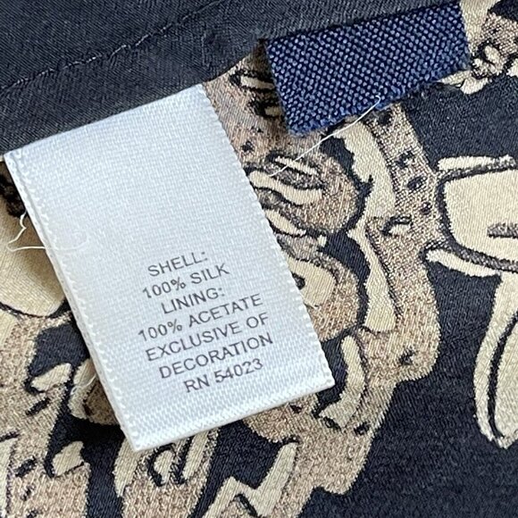 Banana Republic Silk Dress  Womens 6 Black Beige Floral Wedding Romantic Whimsy - Picture 11 of 13